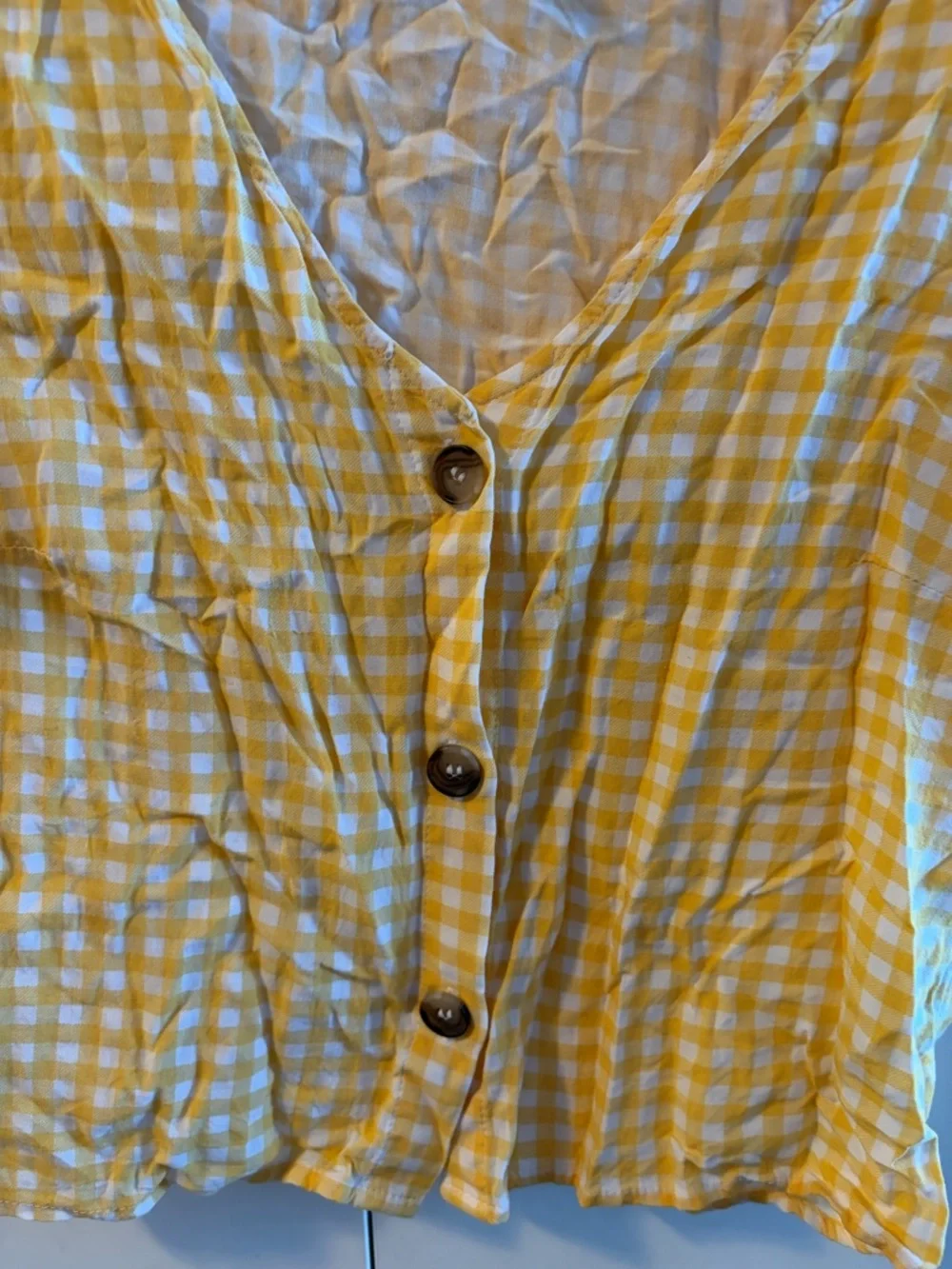 H&M Yellow Gingham Button-Front Crop Top - Picture 3 of 3